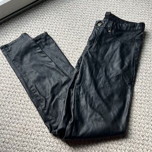 H&M fleece lined faux leather pants 4